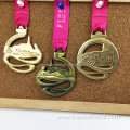 Zinc alloy gold custom sports medal with ribbon